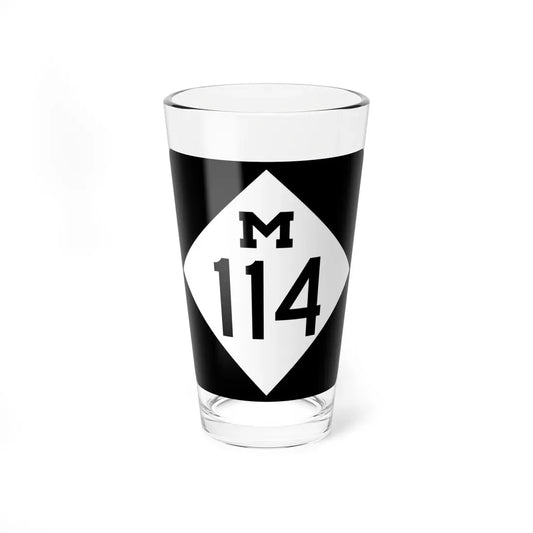 M-114 (Michigan) (Road Sign) Pint Glass 16oz 16oz - Go Mug Yourself