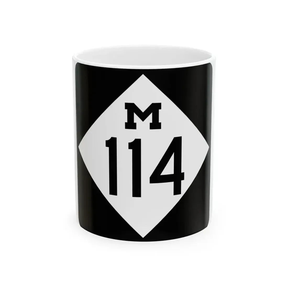 M-114 (Michigan) (Road Sign) White Coffee Mug 11oz - Go Mug Yourself