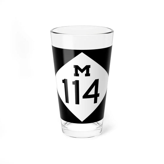 M-114 rectangle (Michigan) (Road Sign) Pint Glass 16oz 16oz - Go Mug Yourself