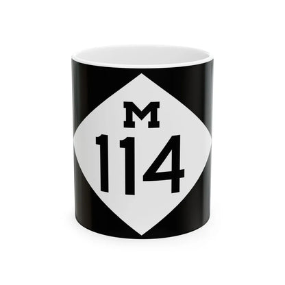 M-114 rectangle (Michigan) (Road Sign) White Coffee Mug 11oz - Go Mug Yourself
