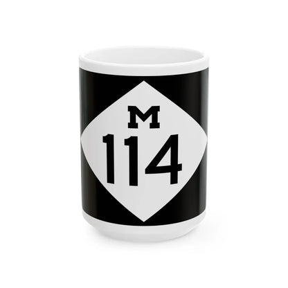 M-114 rectangle (Michigan) (Road Sign) White Coffee Mug 15oz - Go Mug Yourself