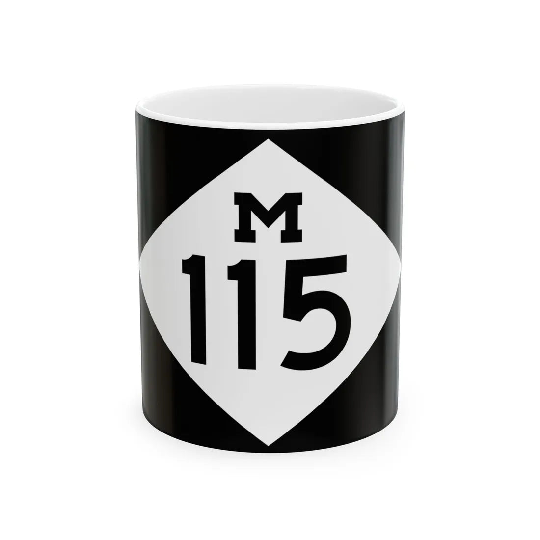 M-115 rectangle (Michigan) (Road Sign) White Coffee Mug 11oz - Go Mug Yourself