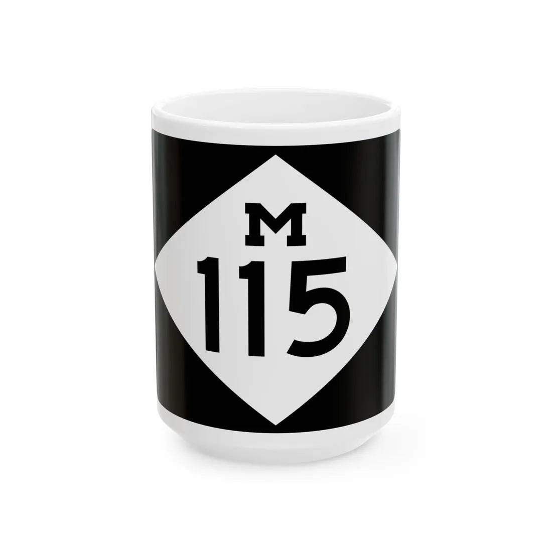 M-115 rectangle (Michigan) (Road Sign) White Coffee Mug 15oz - Go Mug Yourself