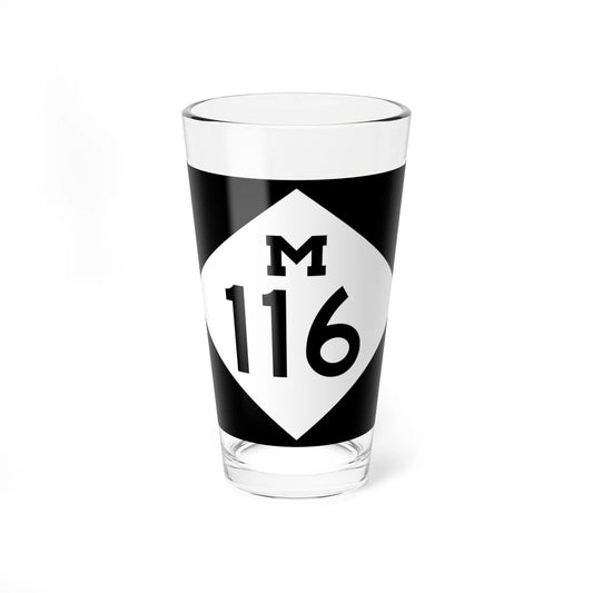 M-116 rectangle (Michigan) (Road Sign) Pint Glass 16oz 16oz - Go Mug Yourself