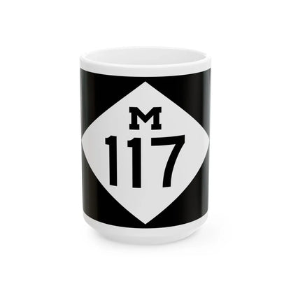 M-117 rectangle (Michigan) (Road Sign) White Coffee Mug 15oz - Go Mug Yourself