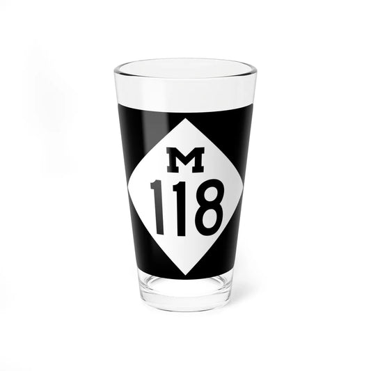M-118 (Michigan) (Road Sign) Pint Glass 16oz 16oz - Go Mug Yourself