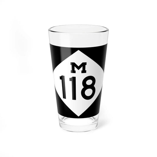 M-118 rectangle (Michigan) (Road Sign) Pint Glass 16oz 16oz - Go Mug Yourself