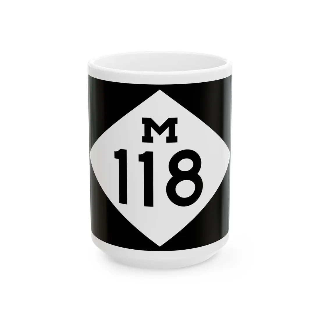 M-118 rectangle (Michigan) (Road Sign) White Coffee Mug 15oz - Go Mug Yourself