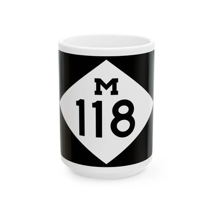 M-118 rectangle (Michigan) (Road Sign) White Coffee Mug 15oz - Go Mug Yourself