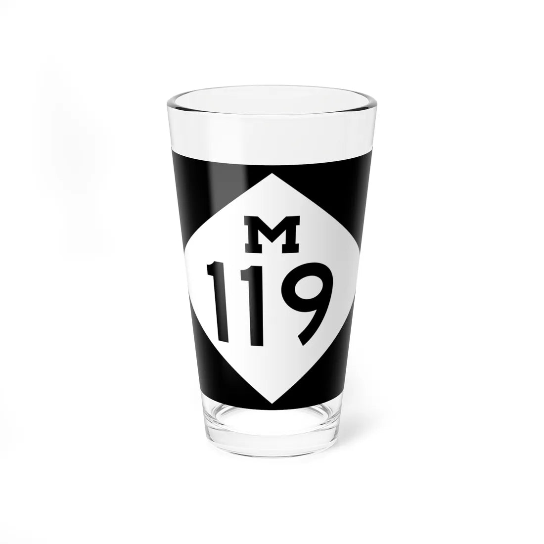 M-119 rectangle (Michigan) (Road Sign) Pint Glass 16oz 16oz - Go Mug Yourself