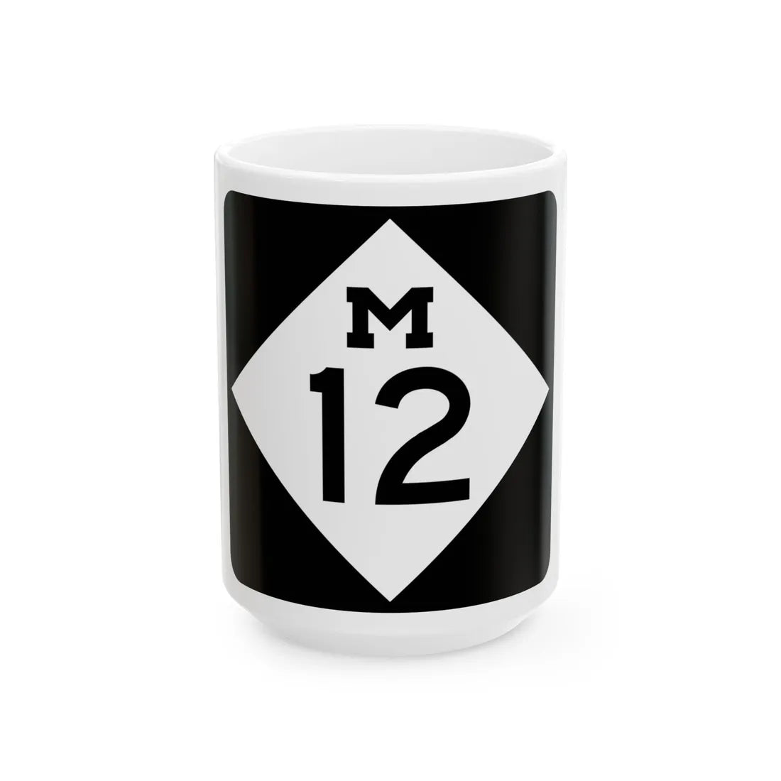 M-12 (Michigan) (Road Sign) White Coffee Mug 15oz - Go Mug Yourself