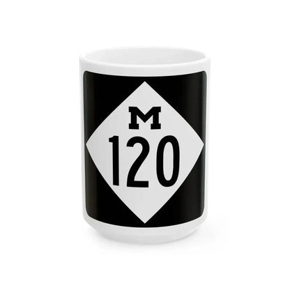 M-120 (Michigan) (Road Sign) White Coffee Mug 15oz - Go Mug Yourself