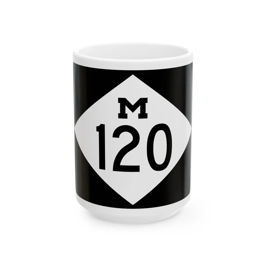 M-120 rectangle (Michigan) (Road Sign) White Coffee Mug 15oz - Go Mug Yourself