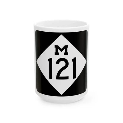 M-121 (Michigan) (Road Sign) White Coffee Mug 15oz - Go Mug Yourself