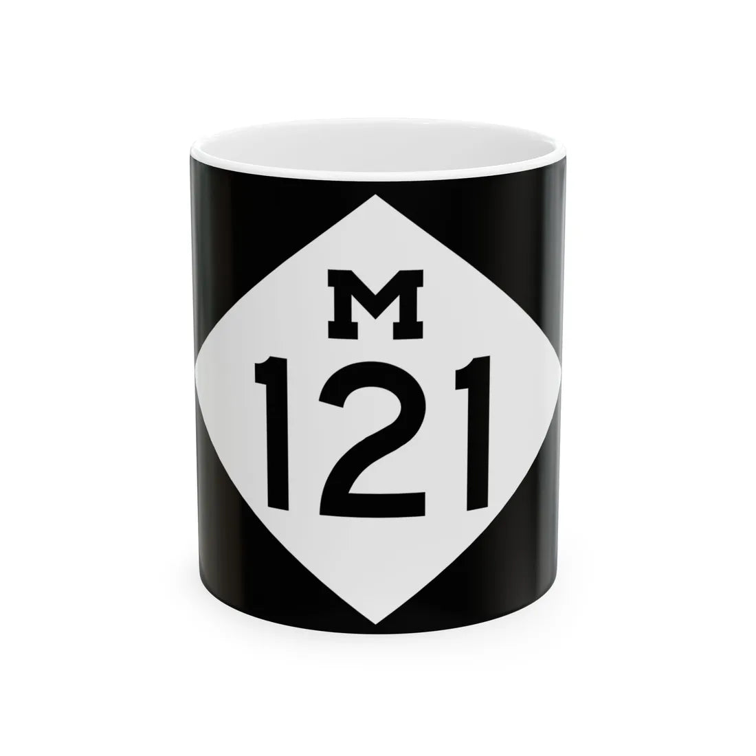 M-121 rectangle (Michigan) (Road Sign) White Coffee Mug 11oz - Go Mug Yourself