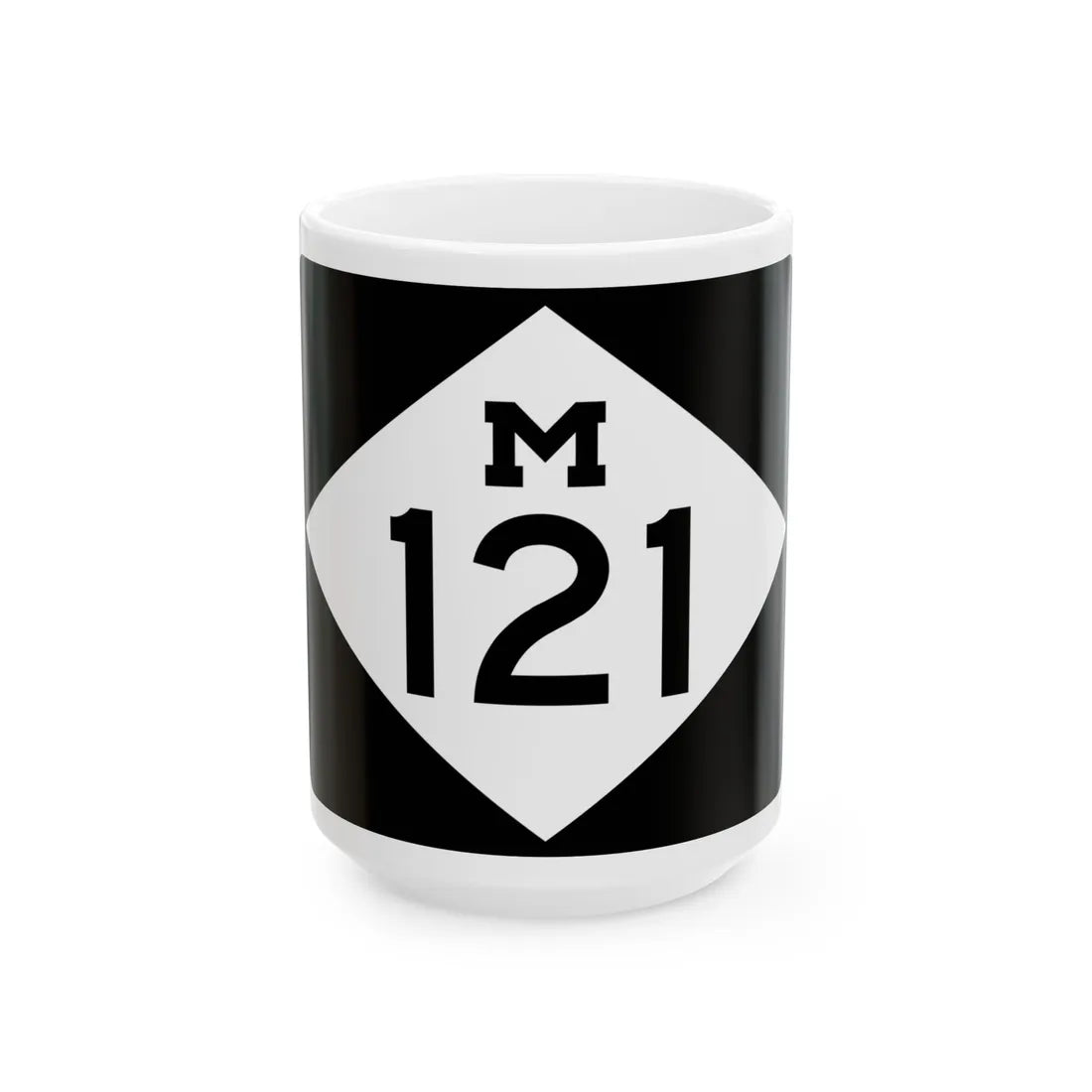 M-121 rectangle (Michigan) (Road Sign) White Coffee Mug 15oz - Go Mug Yourself