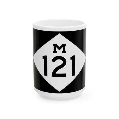 M-121 rectangle (Michigan) (Road Sign) White Coffee Mug 15oz - Go Mug Yourself