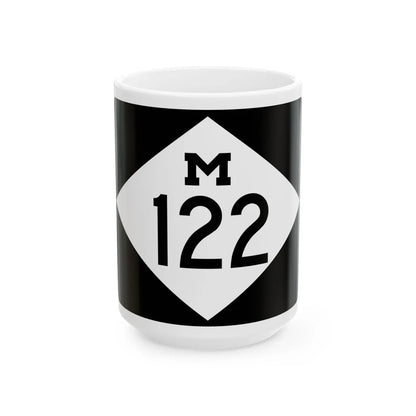 M-122 rectangle (Michigan) (Road Sign) White Coffee Mug 15oz - Go Mug Yourself