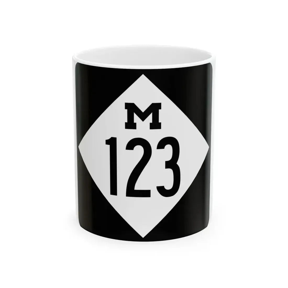M-123 (Michigan) (Road Sign) White Coffee Mug 11oz - Go Mug Yourself