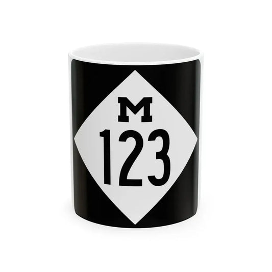 M-123 (Michigan) (Road Sign) White Coffee Mug 11oz - Go Mug Yourself