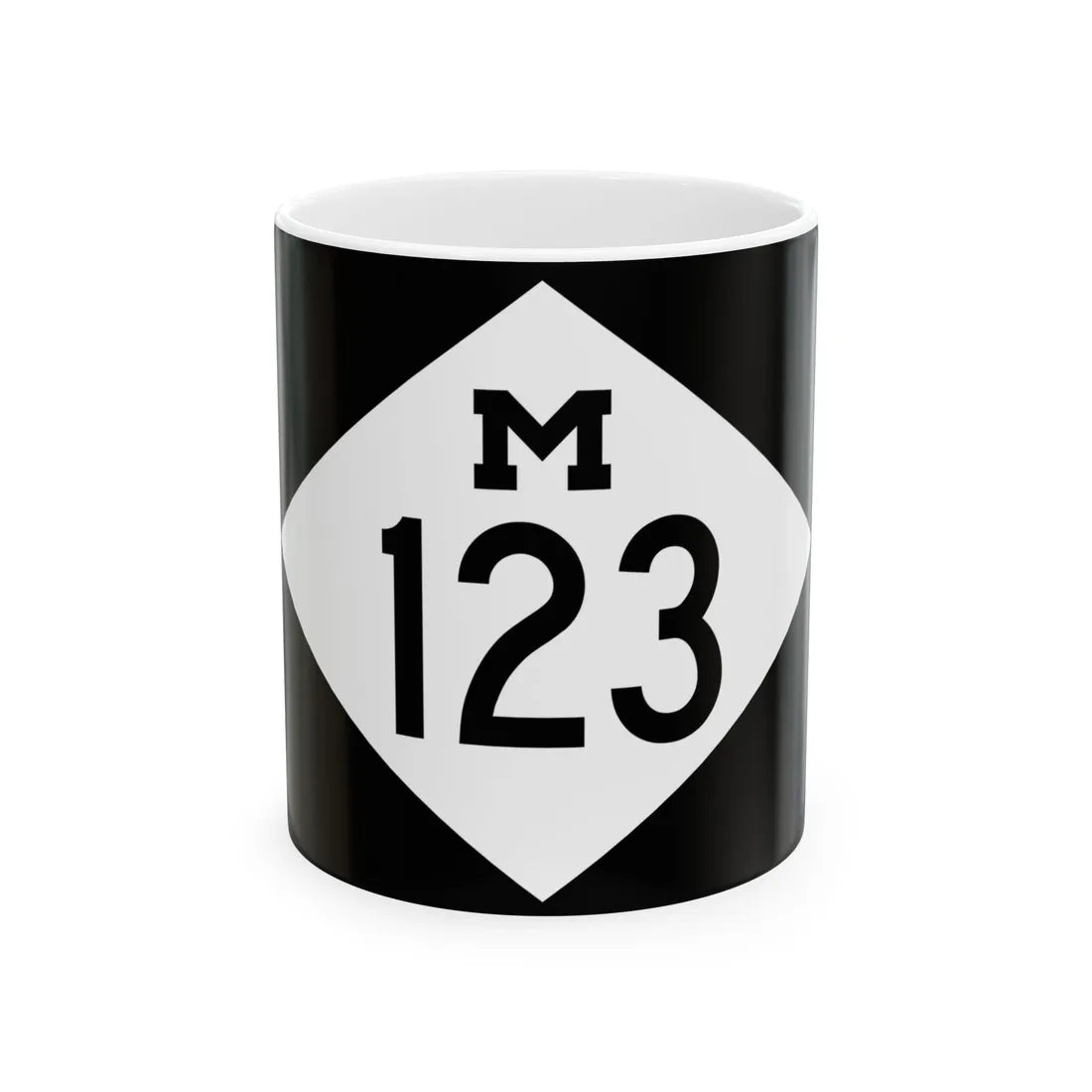 M-123 rectangle (Michigan) (Road Sign) White Coffee Mug 11oz - Go Mug Yourself