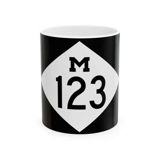M-123 rectangle (Michigan) (Road Sign) White Coffee Mug 11oz - Go Mug Yourself