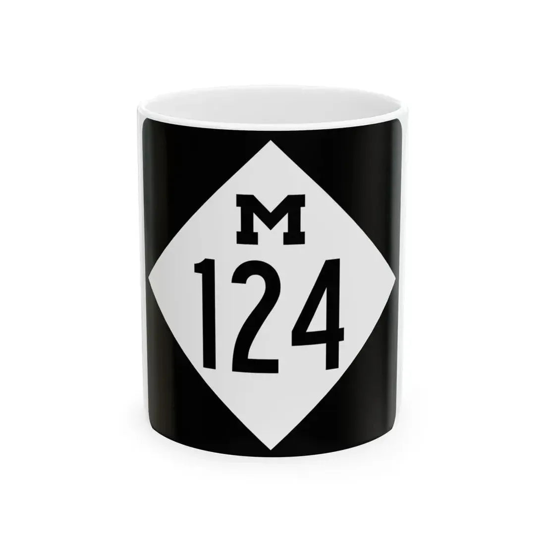 M-124 (Michigan) (Road Sign) White Coffee Mug 11oz - Go Mug Yourself
