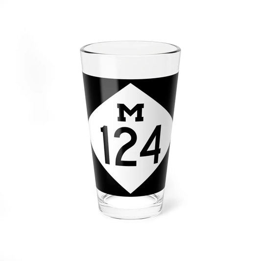 M-124 rectangle (Michigan) (Road Sign) Pint Glass 16oz 16oz - Go Mug Yourself