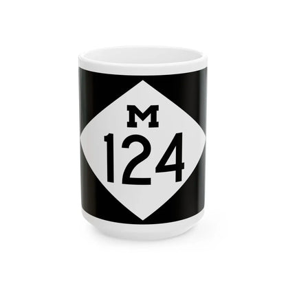 M-124 rectangle (Michigan) (Road Sign) White Coffee Mug 15oz - Go Mug Yourself