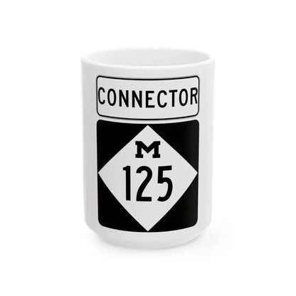 M-125Conn (Michigan) (Road Sign) White Coffee Mug 15oz - Go Mug Yourself