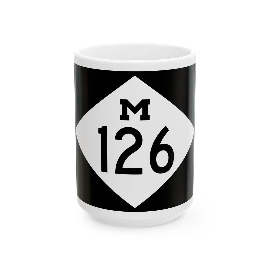 M-126 rectangle (Michigan) (Road Sign) White Coffee Mug 15oz - Go Mug Yourself