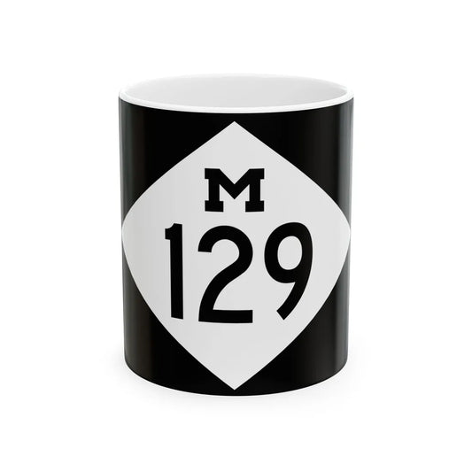 M-129 rectangle (Michigan) (Road Sign) White Coffee Mug 11oz - Go Mug Yourself