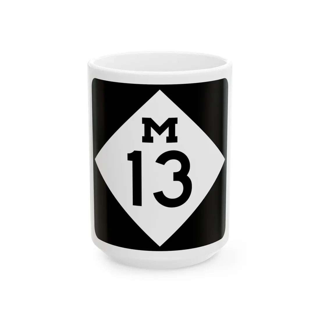 M-13 (Michigan) (Road Sign) White Coffee Mug 15oz - Go Mug Yourself