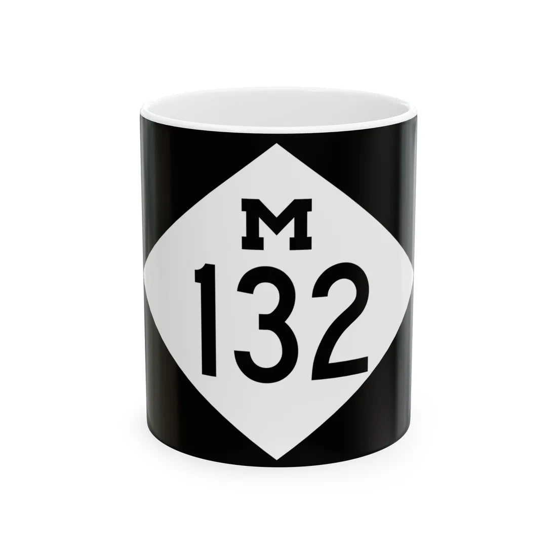 M-132 rectangle (Michigan) (Road Sign) White Coffee Mug 11oz - Go Mug Yourself