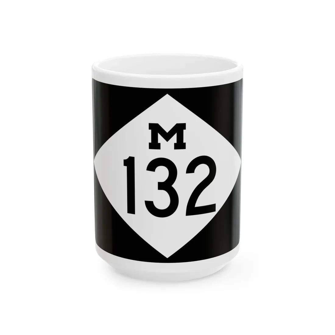 M-132 rectangle (Michigan) (Road Sign) White Coffee Mug 15oz - Go Mug Yourself
