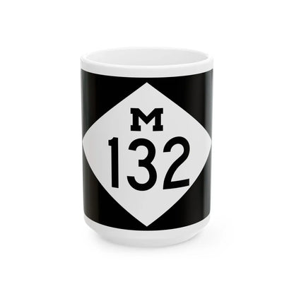M-132 rectangle (Michigan) (Road Sign) White Coffee Mug 15oz - Go Mug Yourself