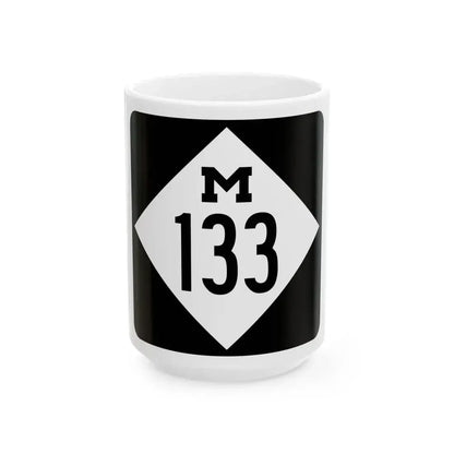 M-133 (Michigan) (Road Sign) White Coffee Mug 15oz - Go Mug Yourself