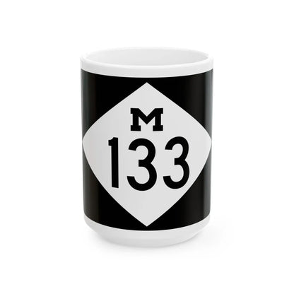 M-133 rectangle (Michigan) (Road Sign) White Coffee Mug 15oz - Go Mug Yourself
