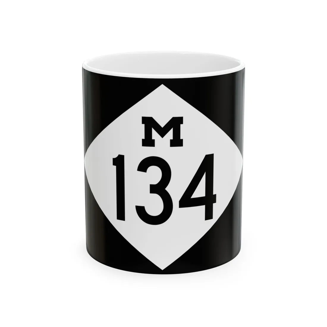 M-134 rectangle (Michigan) (Road Sign) White Coffee Mug 11oz - Go Mug Yourself