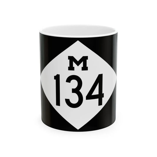 M-134 rectangle (Michigan) (Road Sign) White Coffee Mug 11oz - Go Mug Yourself