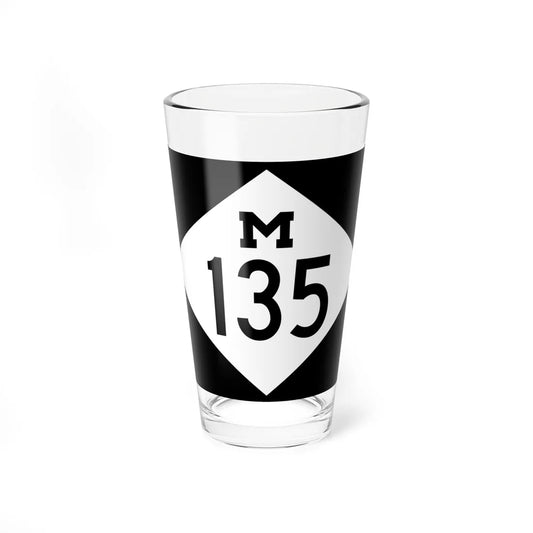 M-135 rectangle (Michigan) (Road Sign) Pint Glass 16oz 16oz - Go Mug Yourself
