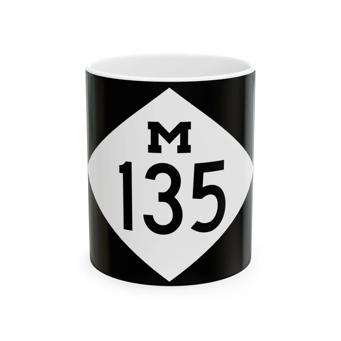 M-135 rectangle (Michigan) (Road Sign) White Coffee Mug 11oz - Go Mug Yourself