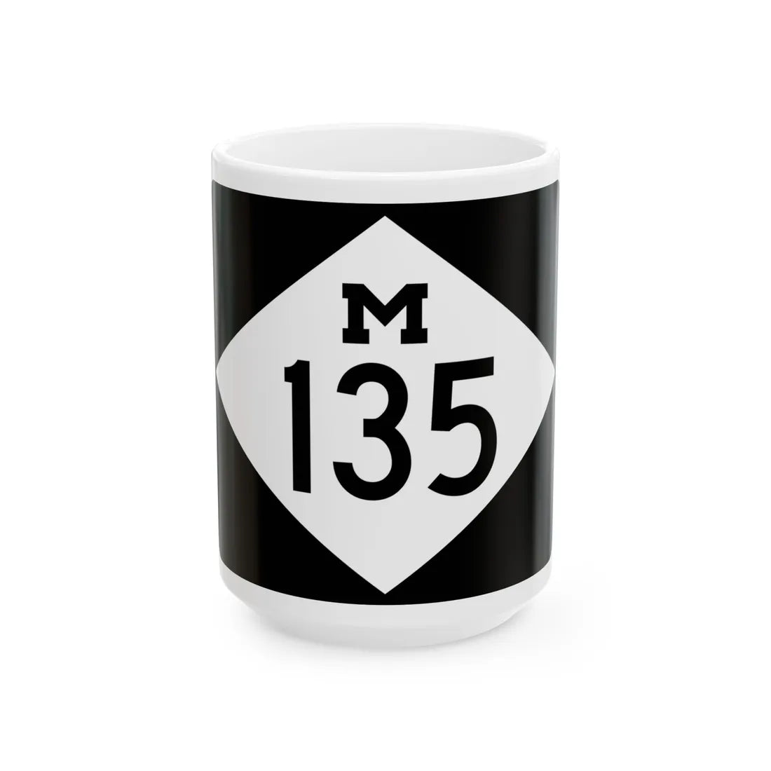 M-135 rectangle (Michigan) (Road Sign) White Coffee Mug 15oz - Go Mug Yourself