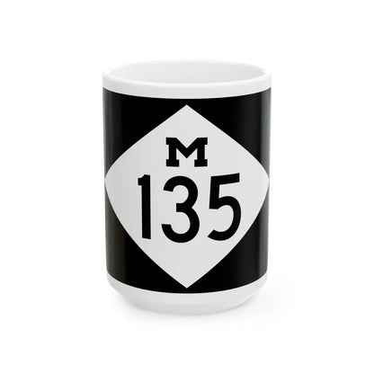 M-135 rectangle (Michigan) (Road Sign) White Coffee Mug 15oz - Go Mug Yourself