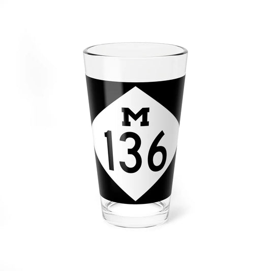 M-136 rectangle (Michigan) (Road Sign) Pint Glass 16oz 16oz - Go Mug Yourself