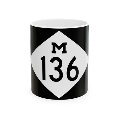 M-136 rectangle (Michigan) (Road Sign) White Coffee Mug 11oz - Go Mug Yourself