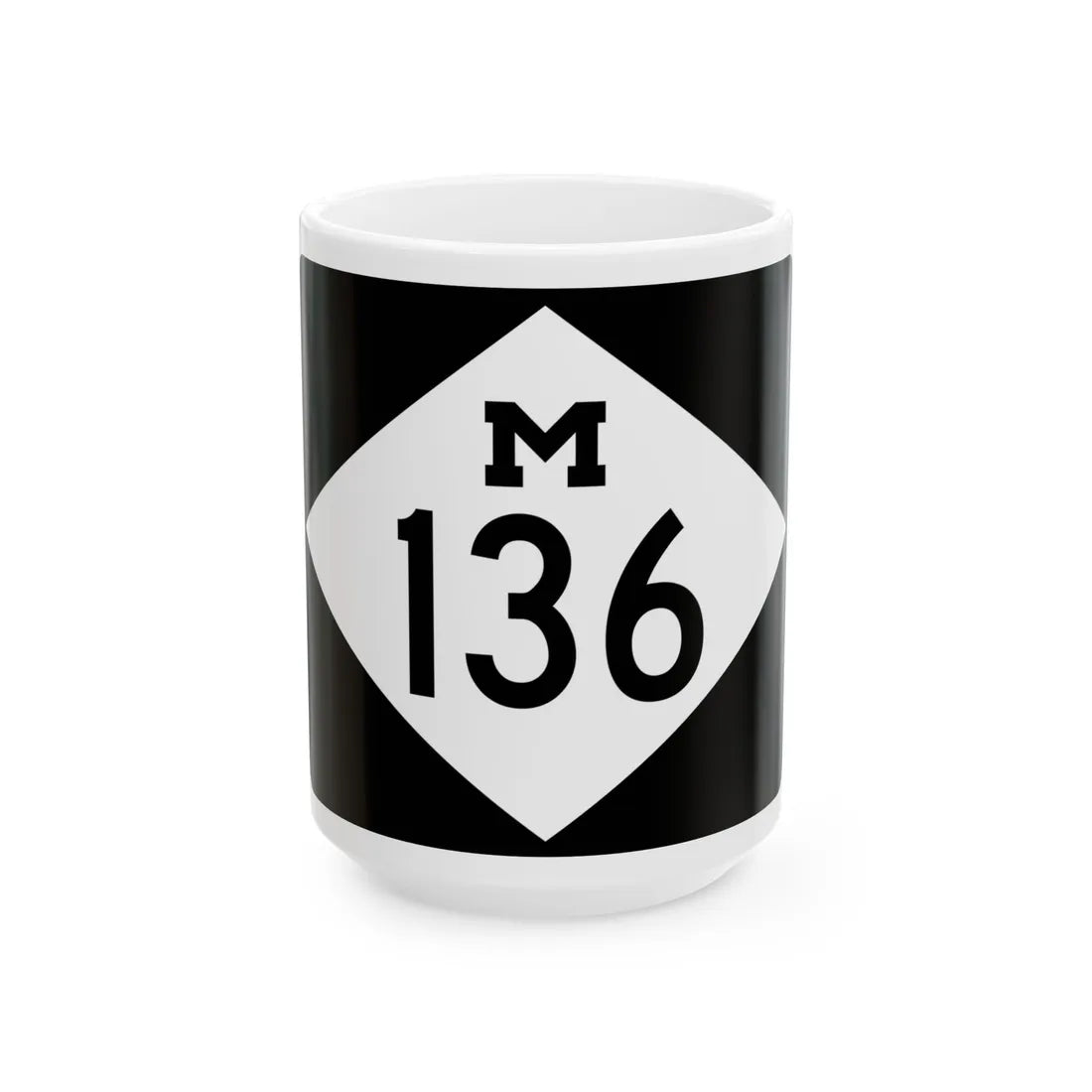 M-136 rectangle (Michigan) (Road Sign) White Coffee Mug 15oz - Go Mug Yourself