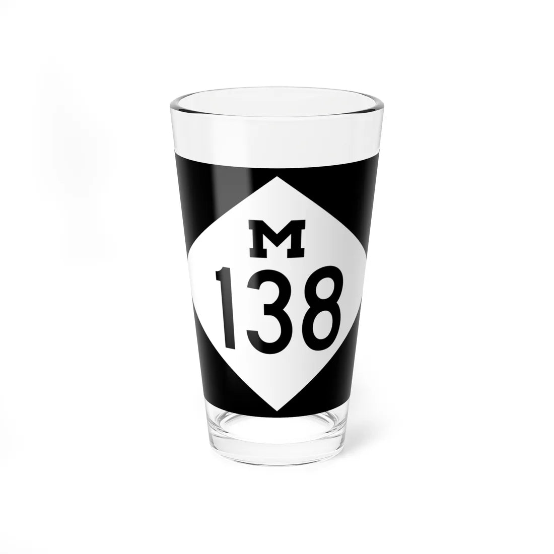 M-138 rectangle (Michigan) (Road Sign) Pint Glass 16oz 16oz - Go Mug Yourself