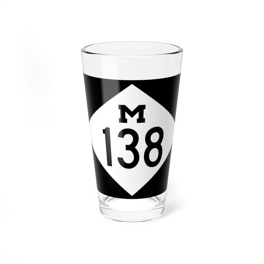 M-138 rectangle (Michigan) (Road Sign) Pint Glass 16oz 16oz - Go Mug Yourself