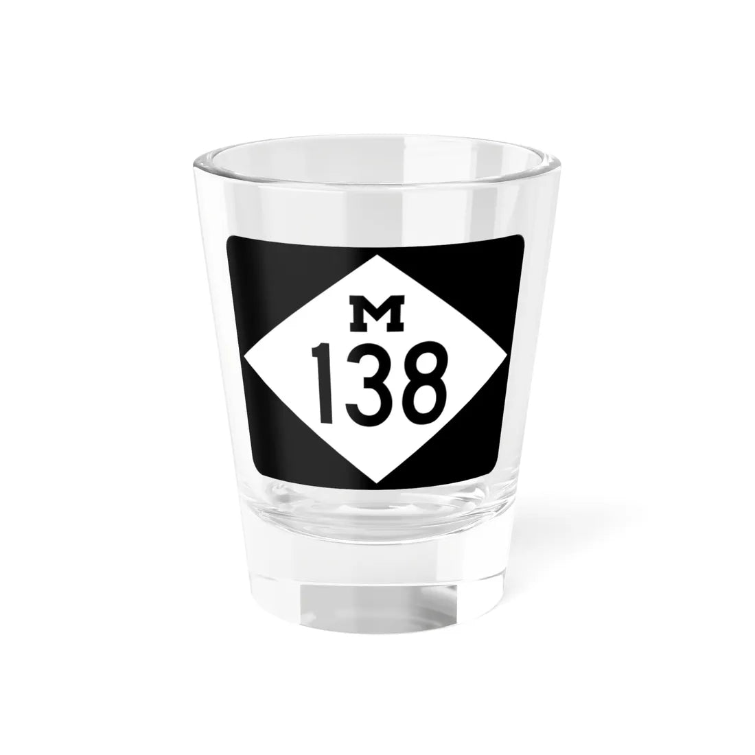 M-138 rectangle (Michigan) (Road Sign) Shot Glass 1.5oz 1.5oz - Go Mug Yourself